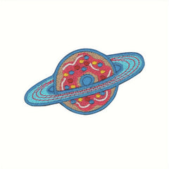 1pc Donut Planet Morale Patches Embroidered Fastener Hook & Loop Emblem
