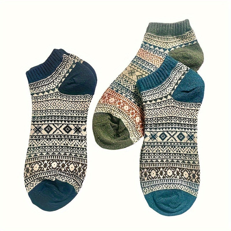 5pairs Men's Vintage Low Cut Socks All Seasons