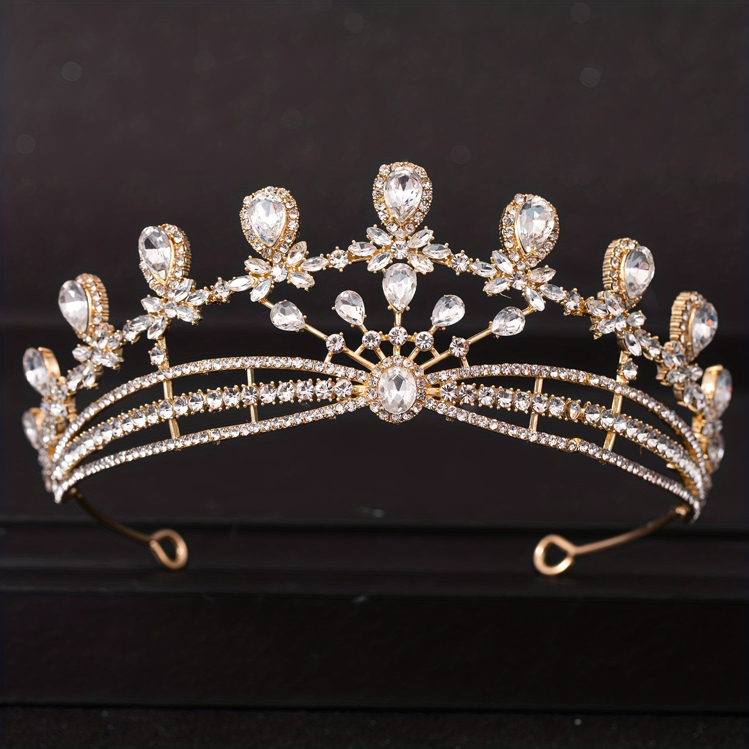Silvery Crystal Queen Crown Tiara Rhinestone Wedding Tiaras Women Prom Crowns