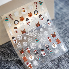 Christmas 5D Nail Stickers Santa Claus Fawn Socks Christmas Tree