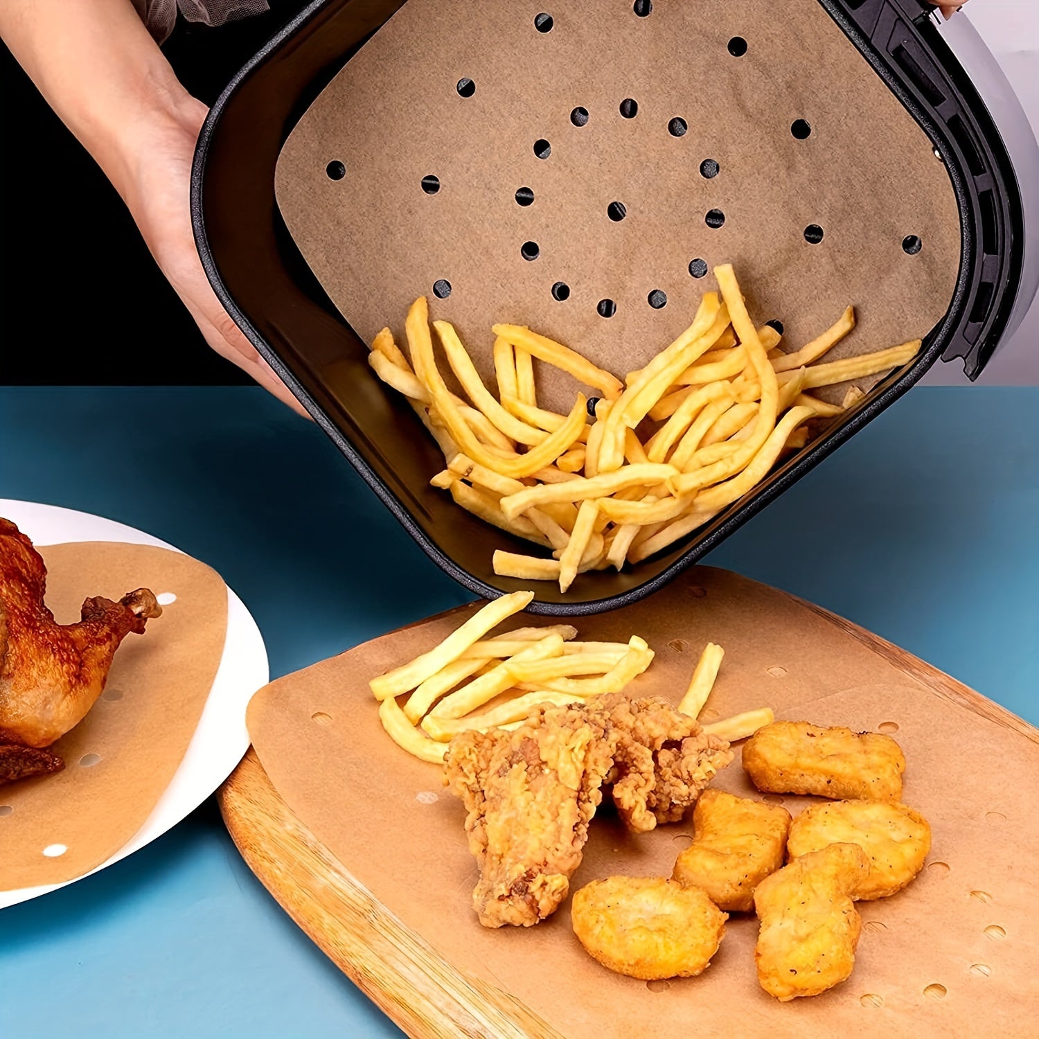 50pcs Silicone Paper Baking Paper Square Air Fryer Absorbing Paper