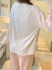 Bear & Plaid Pajama Set Long Sleeve Top & Pants