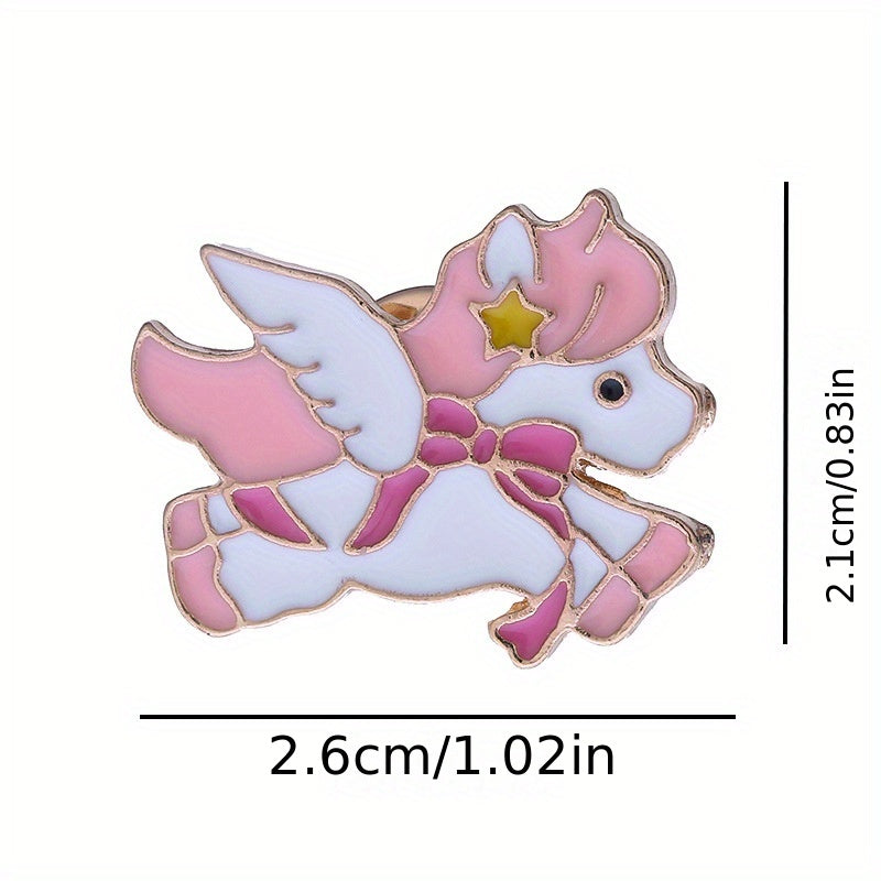 Rainbow Horse Brooch Pin for Girls Cartoon Series Bag and Clothing Accessory