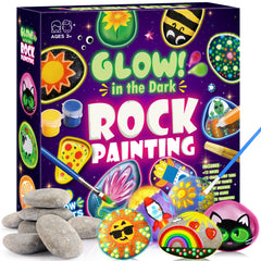 49PCS Glow Rock Painting Kit DIY Arts and Crafts Toys for Kids 6-12