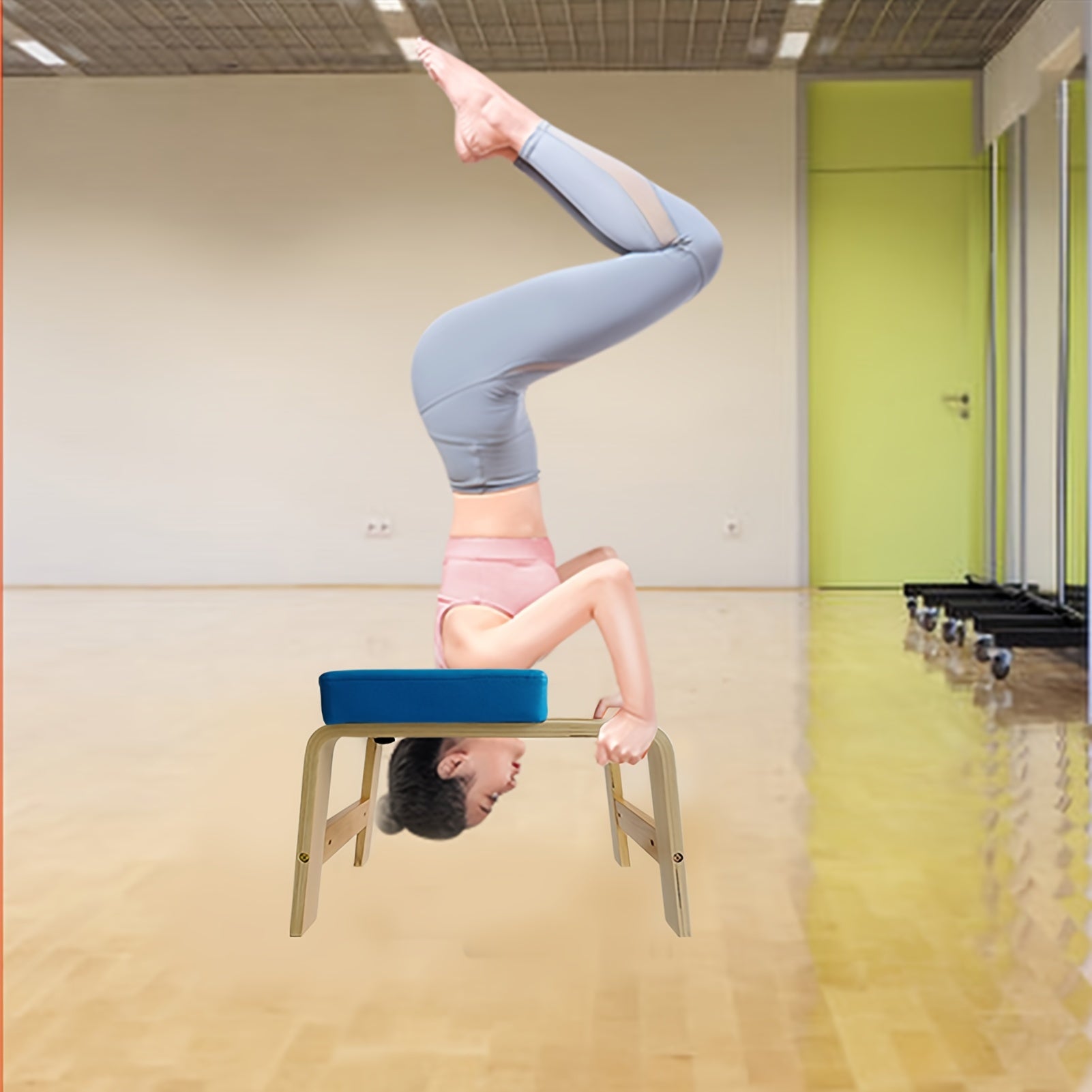 Solid Wood Yoga Headstand Bench for Balance Training