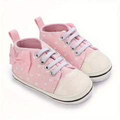 Heart Printed Lightweight Skate Shoes for Baby Girls, Non-slip Toddler Shoes