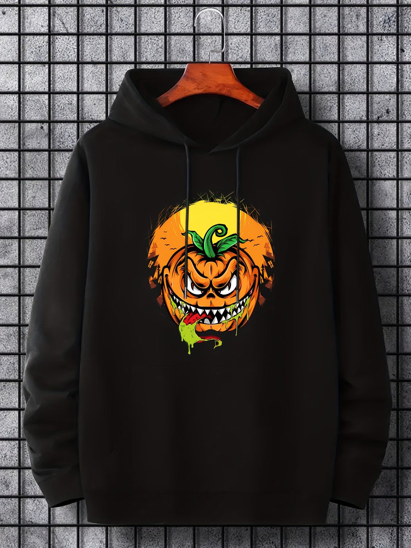 Men's Pumpkin Graphic Hoodie Active Drawstring Hooded Sweatshirt