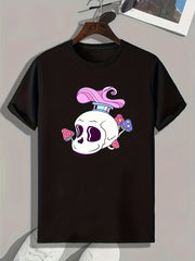 Cartoon Skull Print Men's Graphic T shirt Casual Comfy Tees For Summer