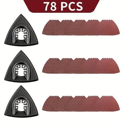 78pcs Oscillating Tool Detail Sanding Pads Kit Woodworking Accessories