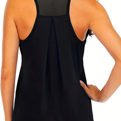 Mesh Contrast Plus Size Sports Tank Top