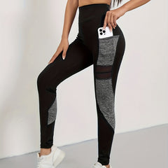 Mesh Stitching Yoga Leggings High Waist Hip Lifting Workout Pants