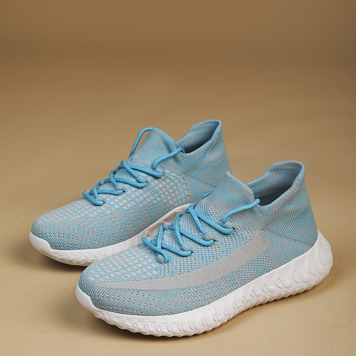 Women's Breathable Running Shoes Elastic Lace Up Block Flying W
