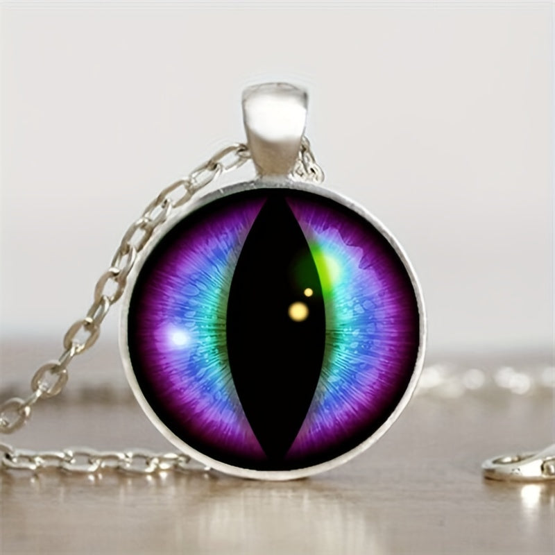 Vintage Round Eye Pendant Necklace Holiday Gift