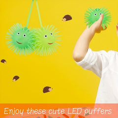 5PCS LED Luminous Hedgehog Fur Ball Glitter Ball Self-contained Elastic Ring