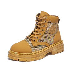 Women's Mesh Combat Boots Lace Up Outdoor Casual Boots