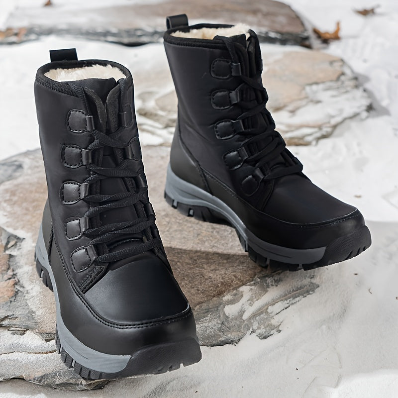 Women's Plush Inner Thermal Hiking Boots Waterproof Comfort Outdoor Mid