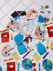 Boys Cartoon Palette Pencil School Bag Print Shirt Kids Summer Clothes