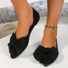 Bowknot Flat Shoes Pointed Toe Slip On Soft Ballet Flats