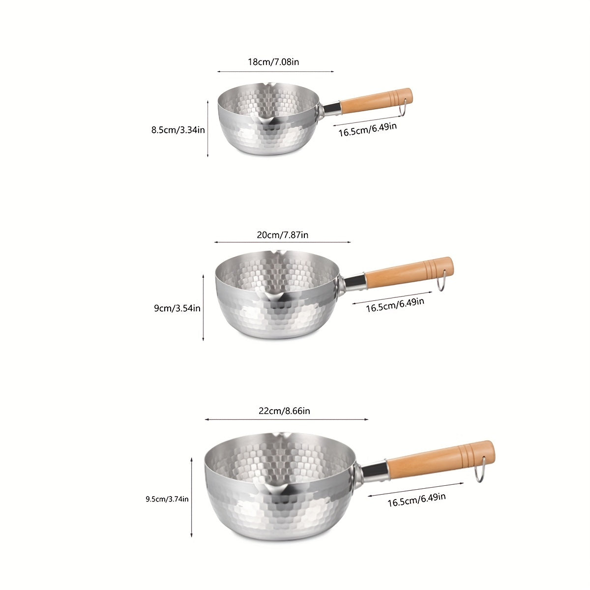 Stainless Steel Milk Pot Pan Wooden Handle for Cooking and Serving