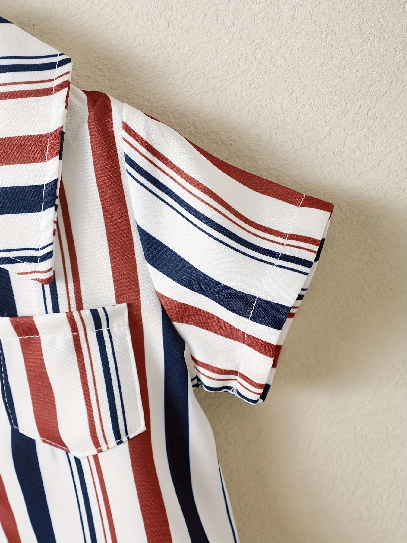2pcs Baby Boys Striped Short Sleeve Shirt & Shorts Set For Summer