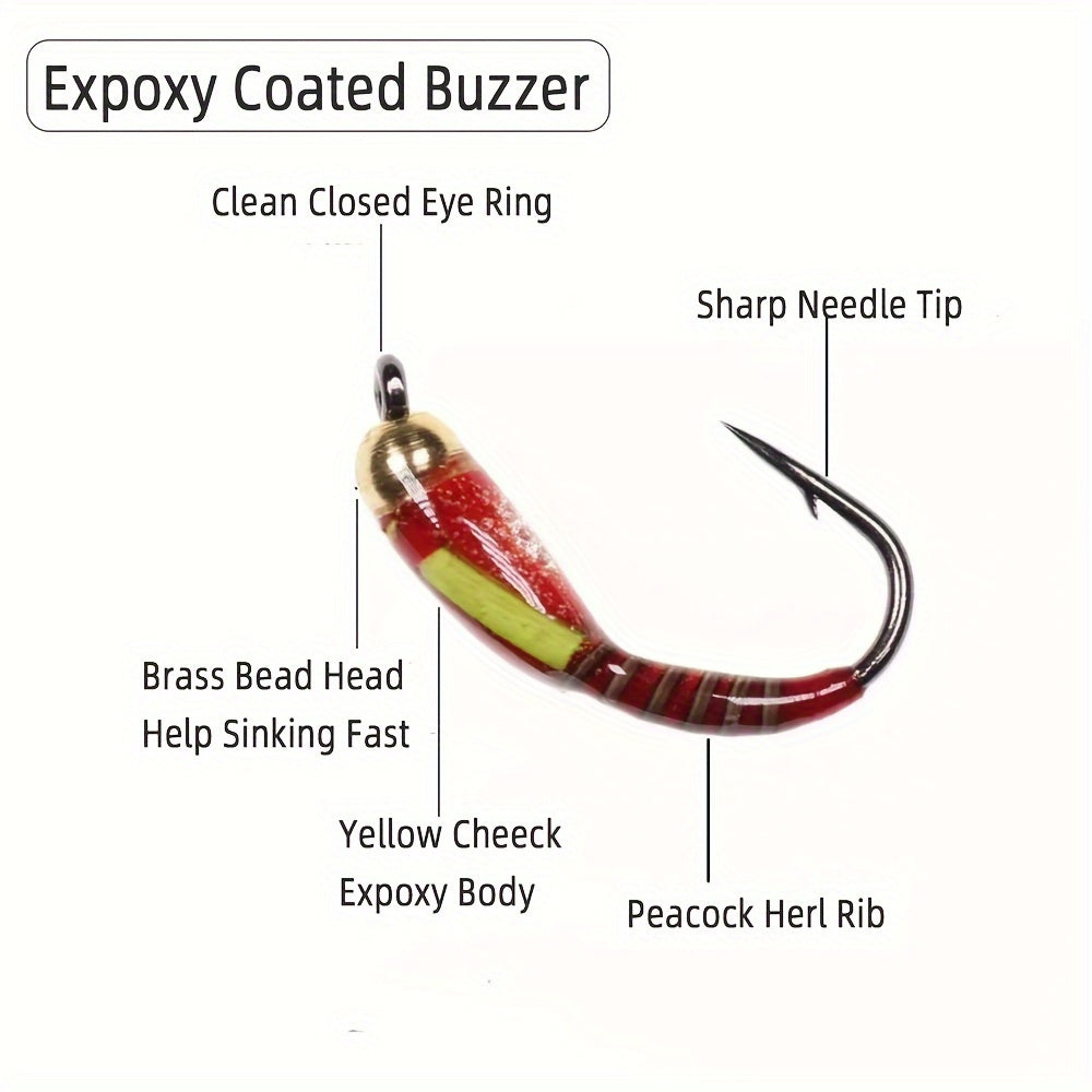 15pcs Brass Bead Head Flies for Trout Fishing Ice Fishing Fly