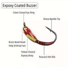 15pcs Brass Bead Head Flies for Trout Fishing Ice Fishing Fly