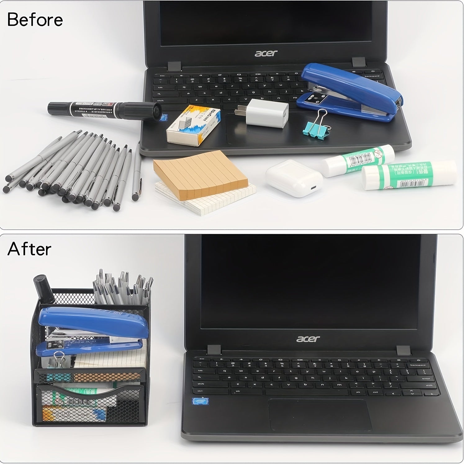Metal Pen Holder Sticky Note Storage Box Desktop Drawer Type