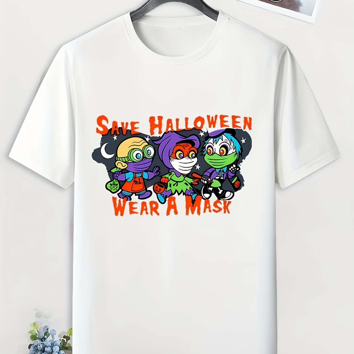 Men's Halloween Print Tee for Summer Outdoor