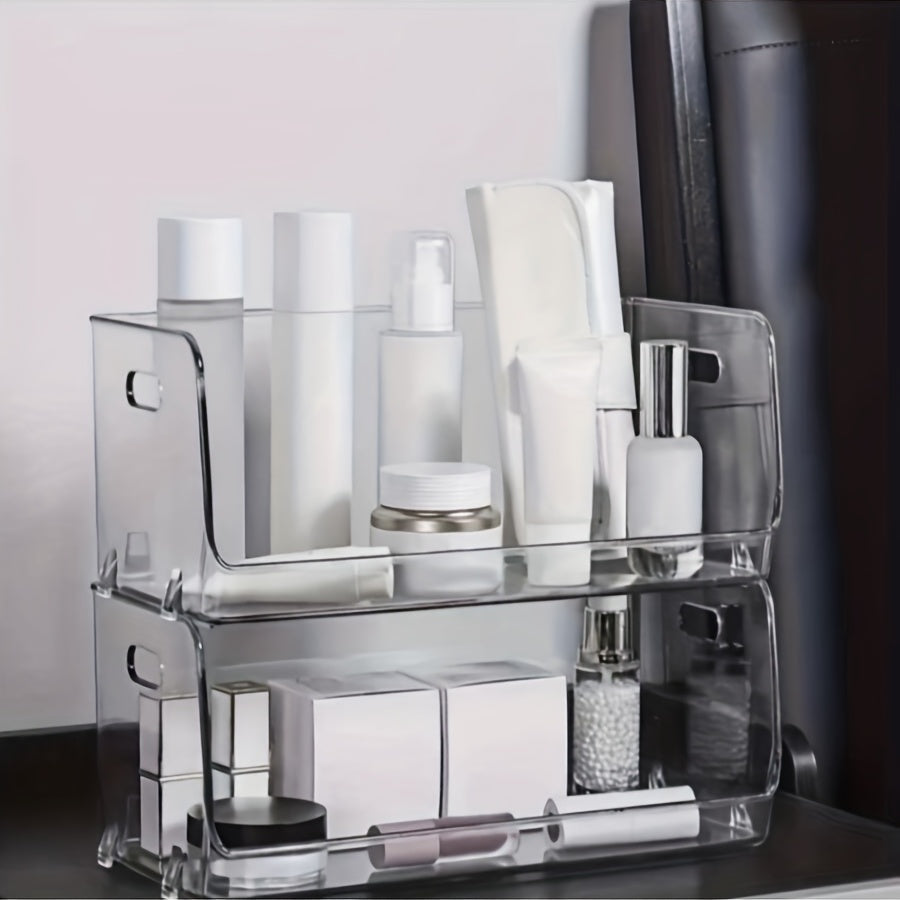 Clear Plastic Stackable Makeup Organizer Storage Case for Vanity Cosmetics