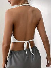 Y2K Cowl Neck Crop Halter Top Backless Sexy Summer Clothing