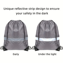 10pcs Reflective Drawstring Backpack for Sports Towel Water Cup Cosmetics