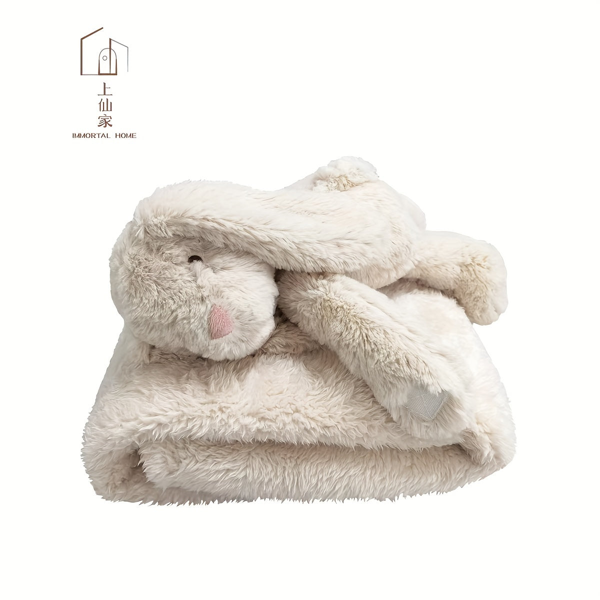 Fluffy Bunny Baby Stuffy Blanket Soother Office Bed Sofa Plane Blanket