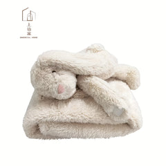 Fluffy Bunny Baby Stuffy Blanket Soother Office Bed Sofa Plane Blanket