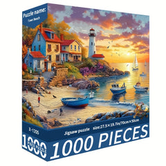 Large Beach Sunset Jigsaw Puzzle 1000pcs Town Scene 70x50cm Paper Puzzle