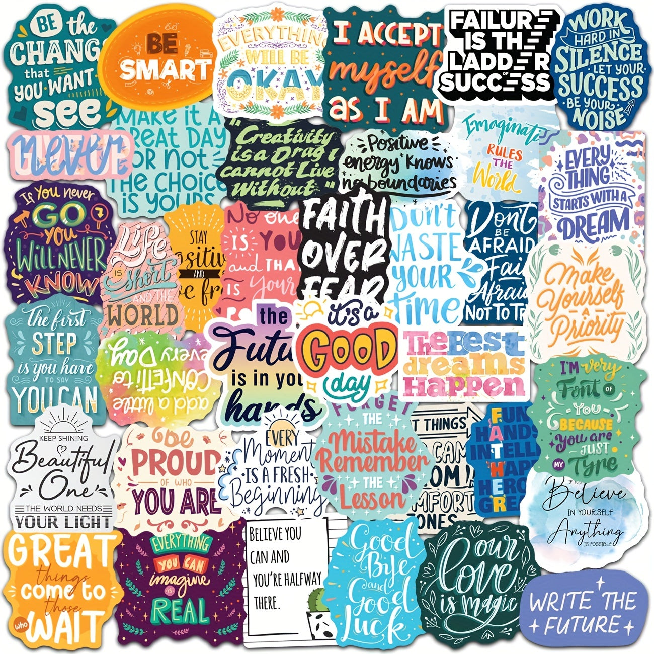50pcs Inspirational Words Stickers Motivational Quote Vinyl Positive Sticker