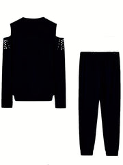 Sexy Outfits Set Women's Plus Cold Shoulder Long Sleeve