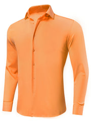 Men's Plain Button Up Regular Fit Long Sleeve Shirt in Orange