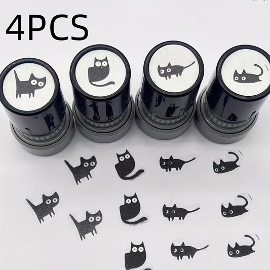 4pcs Cartoon Cat Pattern Stamps for Kids