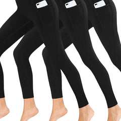 3 Pack Plus Size Sports Leggings Women's Solid Pipping High Rise High Stret