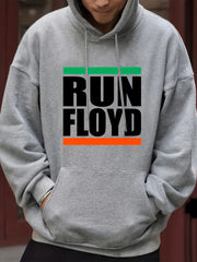 Men's Letter Print Hooded Sweatshirt Drawstrings