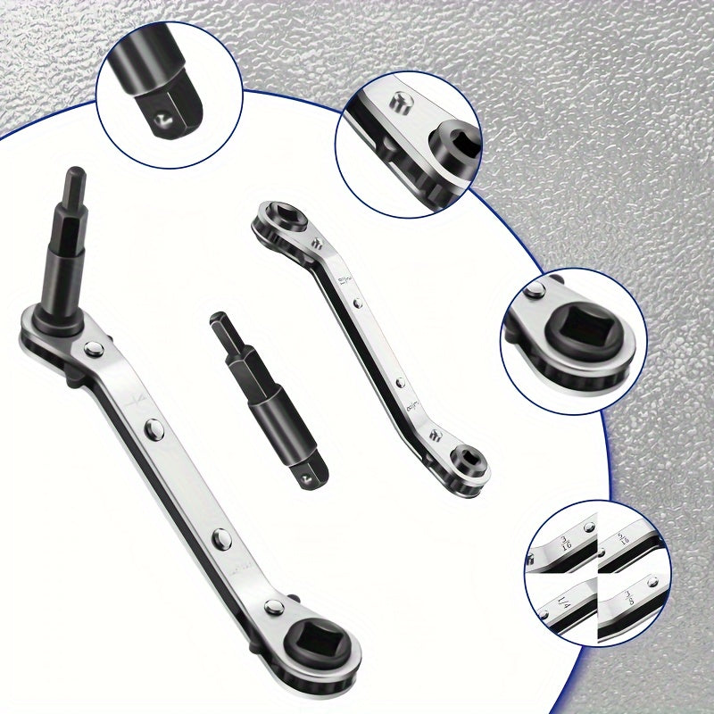4pcs AC Valve Ratchet Wrench Hex Bit Adapter Repair Tool