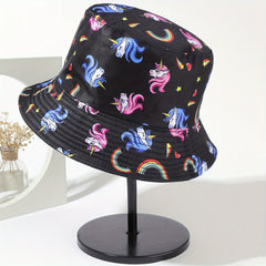 Cartoon Print Bucket Hat Lightweight Basin Hat Casual Sunscreen Fisherman Cap