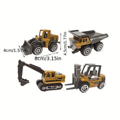 6pcs Engineering Vehicle Team Alloy Heavy Transport Excavator Road Roller Shovel