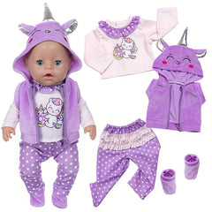 Purple Unicorn Doll Outfit Set for 17 inch Dolls with Cloak & Accessories