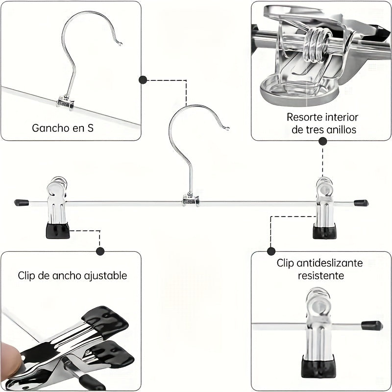 10pcs Stainless Steel Telescopic Pants Rack Hanger