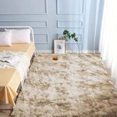 Large Tie Dyed Light Grey Shaggy Rug 78x74 Inch