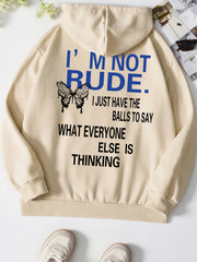 Butterfly Print Drawstring Hoodie Long Sleeve Sweatshirt