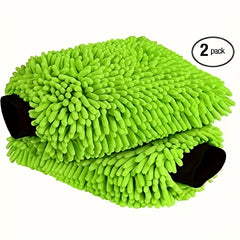 Microfiber Car Wash Mitt 2 Pack Green Chenille Large Size
