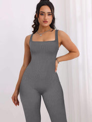 Ribbed Sexy Yoga Jumpsuit Fitness Sports Sleeveless Tank Top Bodysuit