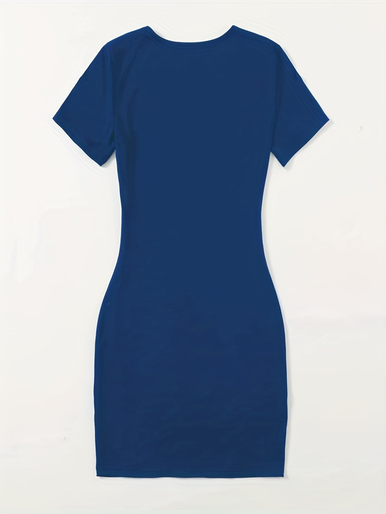 Letter Print Bodycon Dress Casual Crew Round Neck Short Sleeve Dress